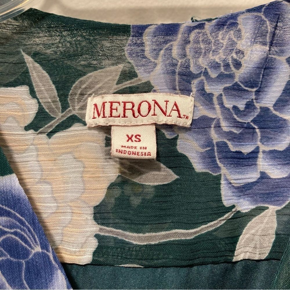 Merona Maxi Dress Womens XS Hunter Green Floral Sleeveless Dress Dark Green - Picture 3 of 10